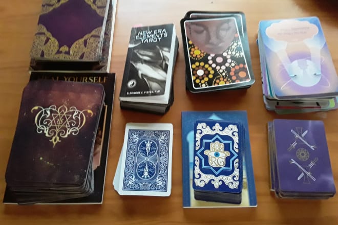 I will read lenormand, kipper and tarot cards in a calm voice