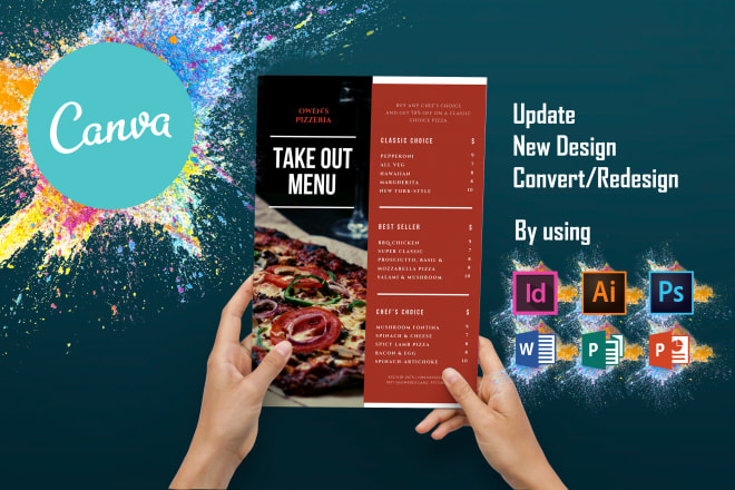 I will redesign you menu in canva