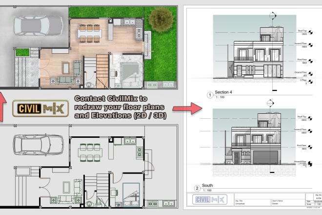 I will redraw your floor plans and elevations in 2d and 3d