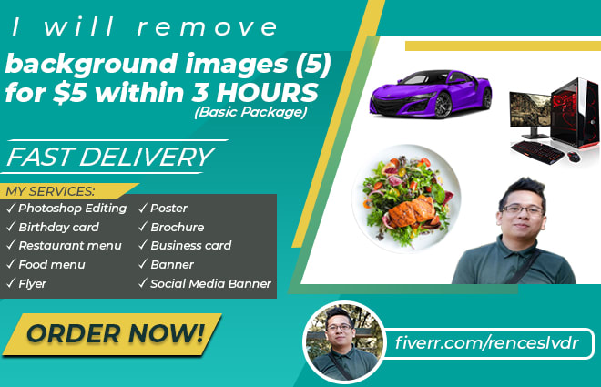 I will remove background atleast 5 images for 5 dollars within 3 hours