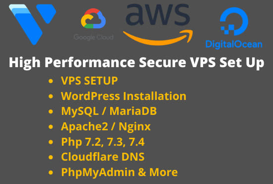 I will setup vps server on digitalocean, linode, AWS, vultr and gcp