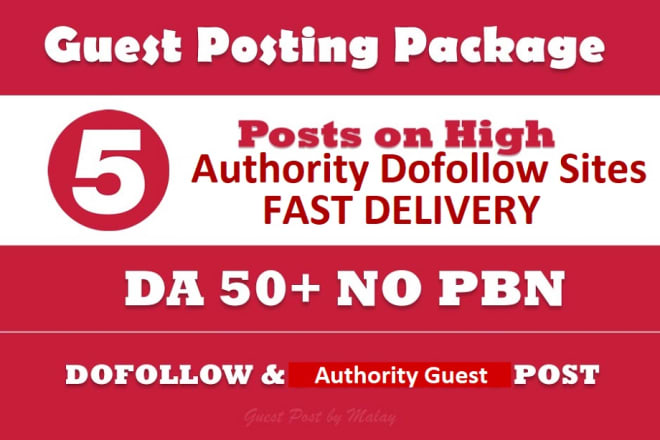 I will write and publish guest post on five dofollow sites da80 up