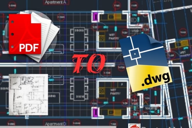 I will convert sketch, pdf, image, jpg into autocad dwg