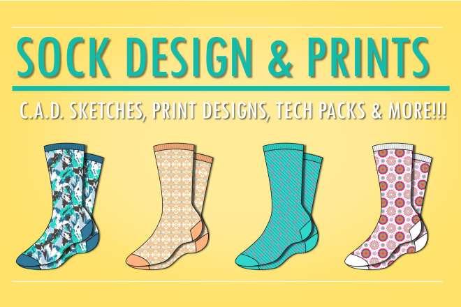I will create a sock design with print pattern and technical file