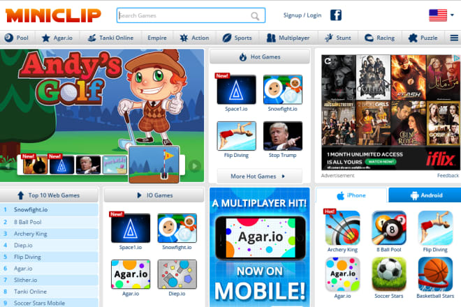 I will create an arcade games site like miniclip