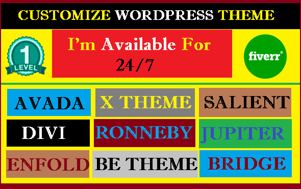 I will customize wordpress theme, avada, enfold, be theme, divi, ronneby, bridge etc