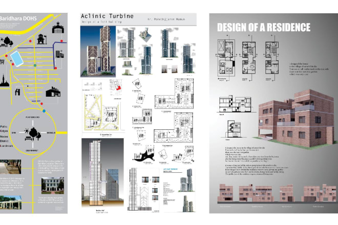 I will design architectural presentation boards and diagrams