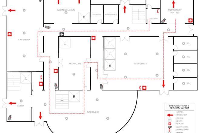 I will design fire emergency evacuation plan, diagram,document