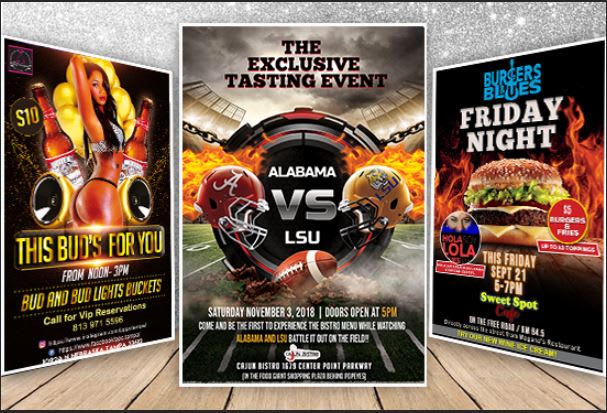 I will design modern sports party event food flyer or poster