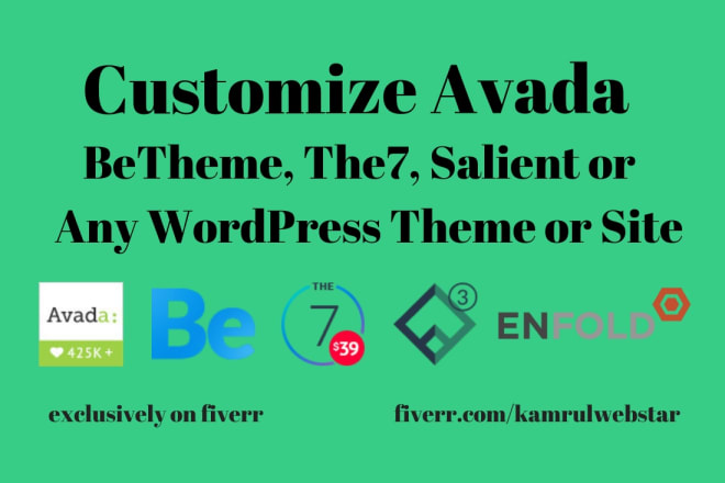 I will do avada betheme salient or wordpress theme customization