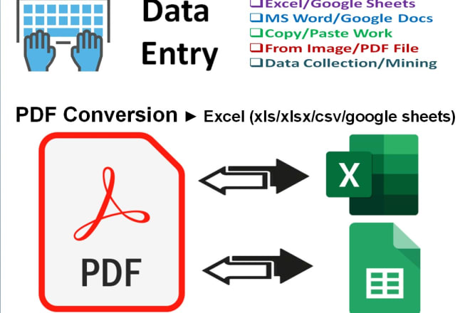 I will do excel data entry, PDF to excel conversion