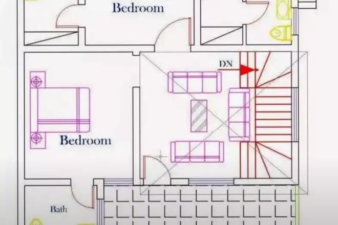 I will draw architectural map, building map, house plan