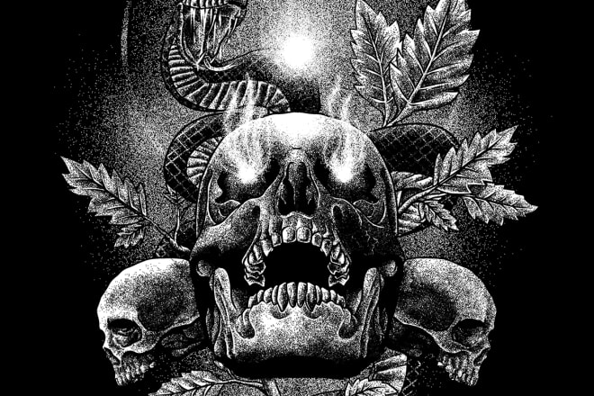 I will draw dark arts, horror, skull illustration for you