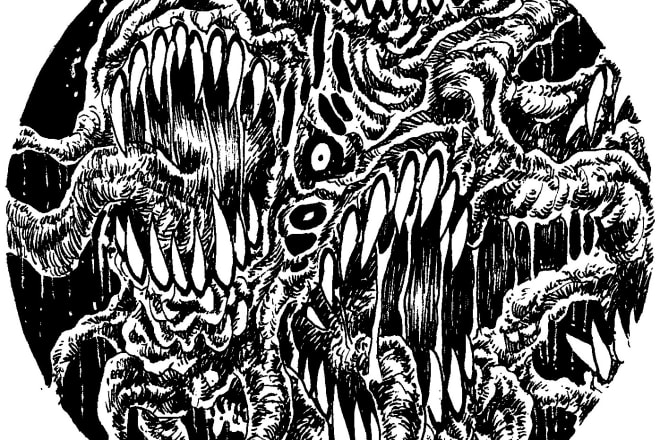 I will draw you black ink album horror art illustration