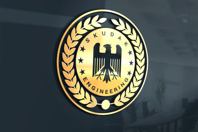 I will make heraldic luxury logo vintage retro gold minimalist crest shield badge 3d