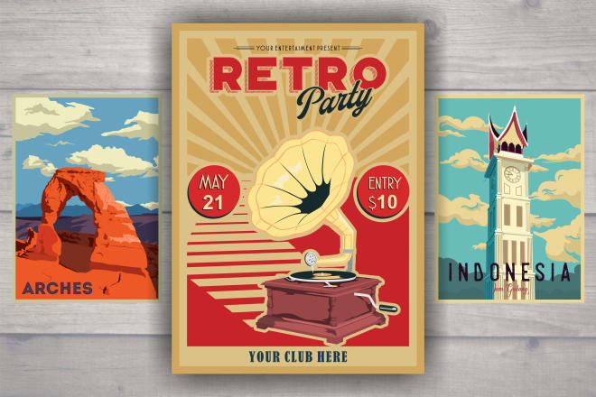 I will make the best retro vintage poster design