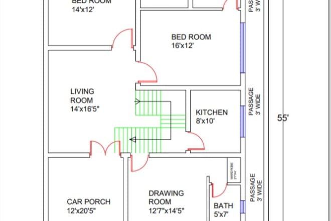 I will plan your building design in 2d floor plan