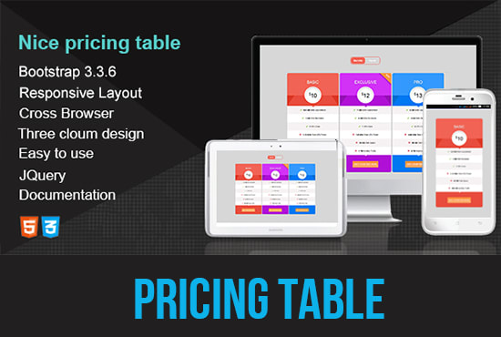 I will create awesome pricing table with html5 css3 jquery