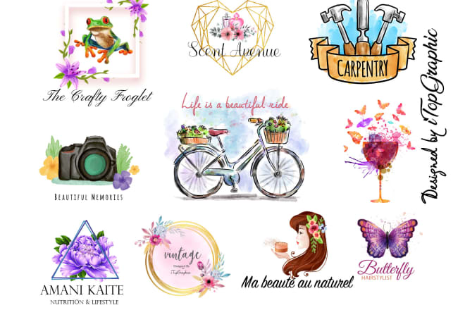 I will design beautiful watercolor hand drawn logo