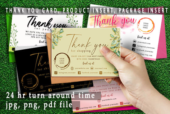 I will design custom gift tag thank you card product insert package insert