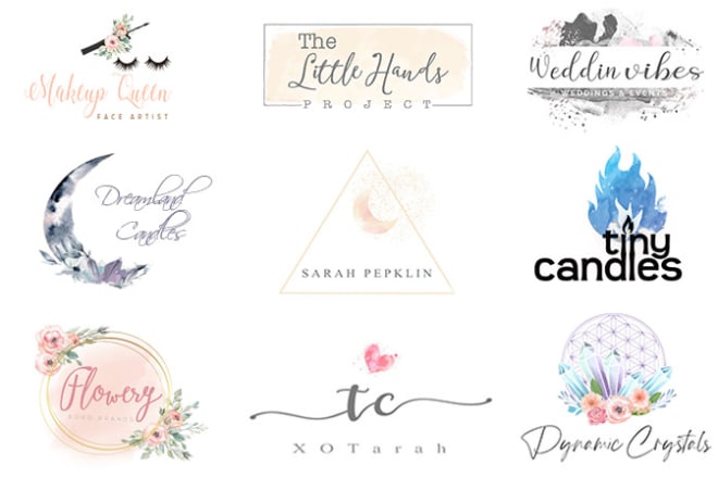 I will design feminine elegant boho watercolor logo