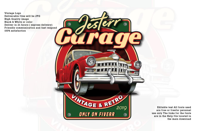 I will design vintage logo banner or label