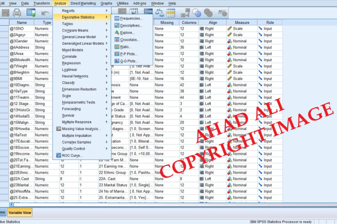 I will perform statistical analysis using spss or excel and design charts