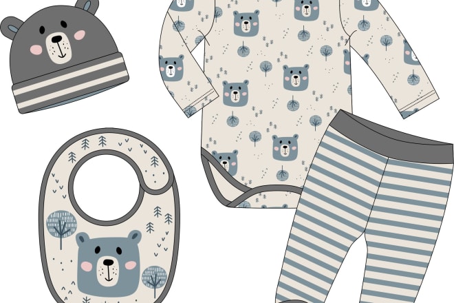 I will design print patterns on infant clothing sets