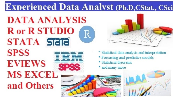 I will do data analysis in r, stata, spss,eviews, rstudio, excel