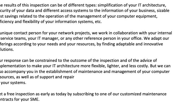I will translate your document from french to english