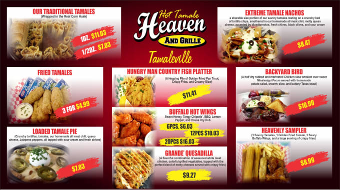 I will design digital menu board, restaurant menu, christmas menu