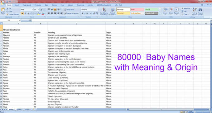 I will give 80,000 baby names database