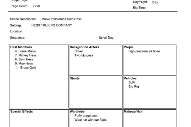 I will breakdown your script to help scheduling and budgeting