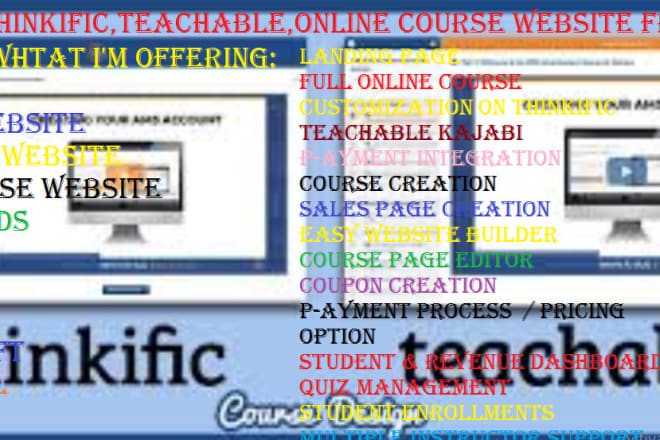 I will build thinkific,teachable,online course website from scratch