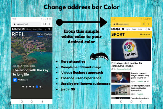 I will change your website address bar color to make it brandable