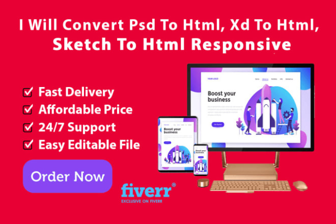 I will convert PSD, jpg, ai, png to HTML responsive bootstrap