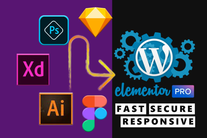 I will convert psd, xd, ai, figma, sketch to wordpress by elementor pro