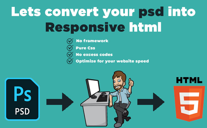 I will convert your psd into fully responsive html in one day