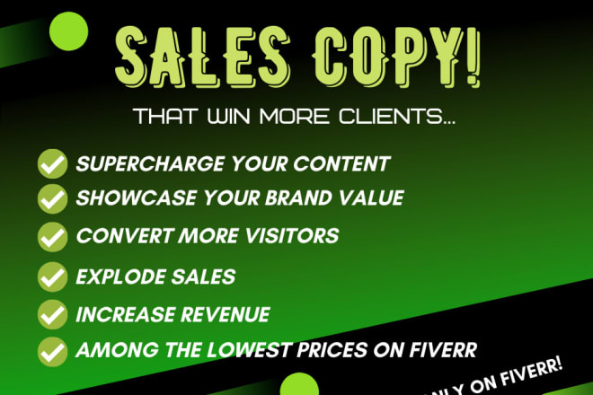 I will copywrite a powerful sales copy, sales letter that sells