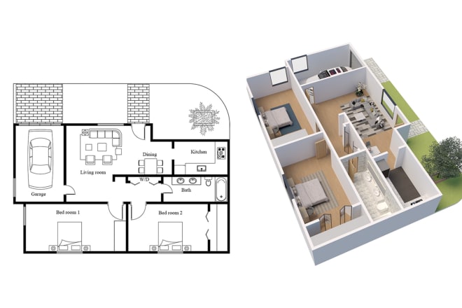 I will create 3d floor plan a fast and beautiful