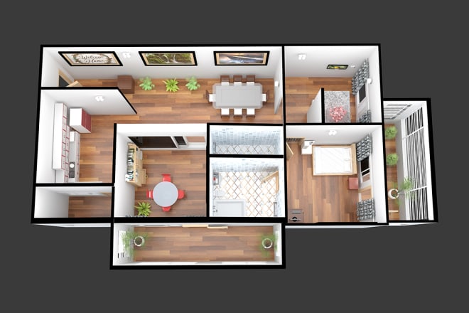 I will create 3d floor plan visualization