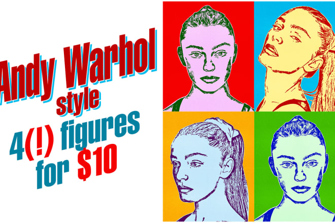 I will create 4 pop art portraits andy warhol style