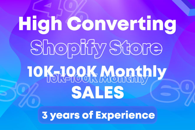 I will create a high converting shopify store with up to 10 to 100k monthly sales