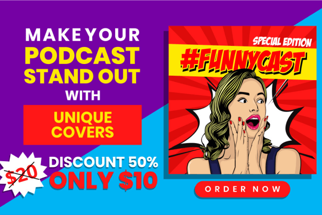 I will create amazing podcast cover with your cartoon portrait