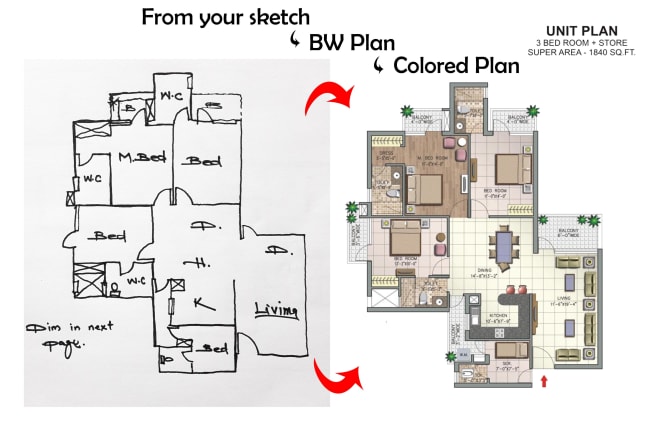 I will create architectural 2d drawing floor plan in autocad, 3d floor plan