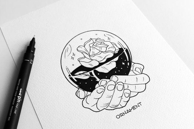 I will create black and white hand drawn illustrations