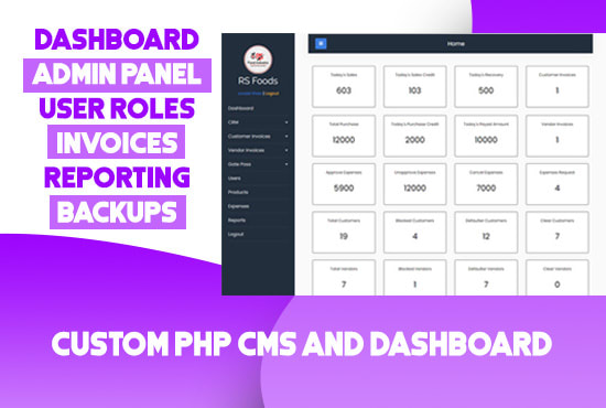 I will create custom PHP and mysql cms or dashboard