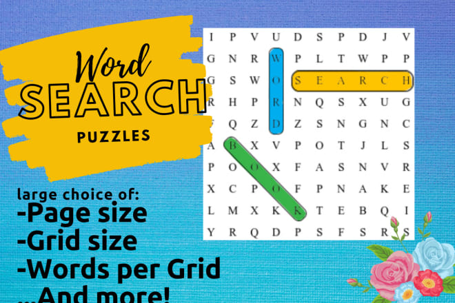 I will create custom word search puzzles from your list of words for amazon KDP
