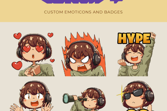 I will create cute custom twitch emotes or badges