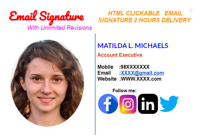 I will create HTML email signature or clickable email signature for outlook, gmail etc